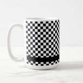Mug Ajouter un nom Thé à carreaux noir et blanc (Gauche)