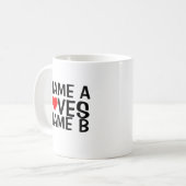 Mug Ajouter vos noms - Nom Aime Nom du coeur (Devant gauche)