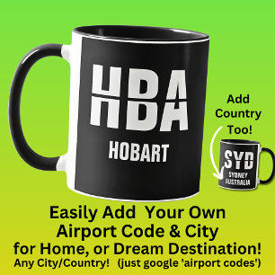 Mug Ajouter votre code et votre ville - Code d'aéropor