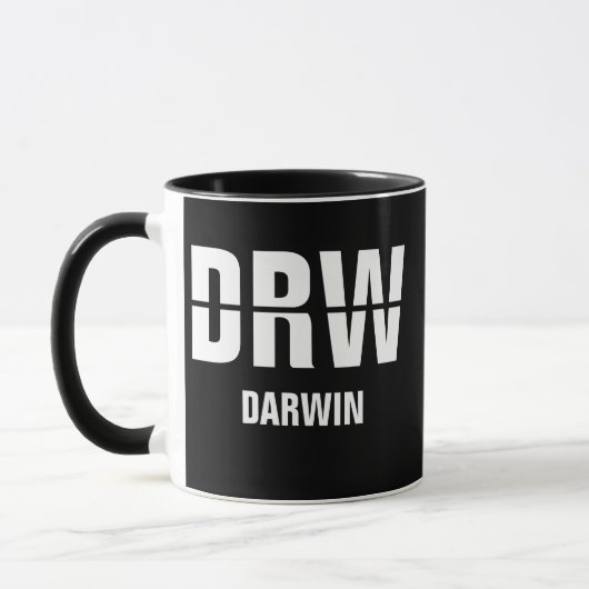 Mug Ajouter votre code & ville - Code aéroport DRW DAR (Gauche)