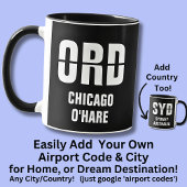 Mug Ajouter votre code & ville, code aéroport ORD CHIC