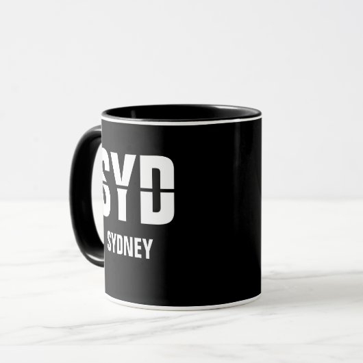 Mug Ajouter votre code & ville - Code aéroport - SYD S (Devant gauche)