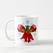 Mug Ajouter votre date Joyeux Noël Rouge ruban (Gauche)