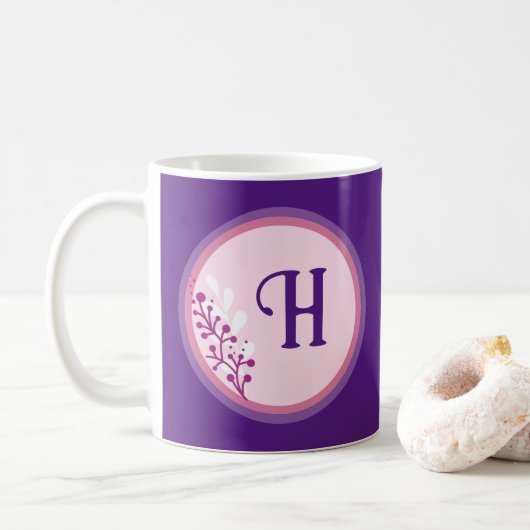 Mug - Ajouter votre initiale - Violet (Avec donut)