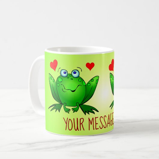 Mug Ajouter Votre Message Fun Joli Cartoon Frogs Coeur (Devant gauche)