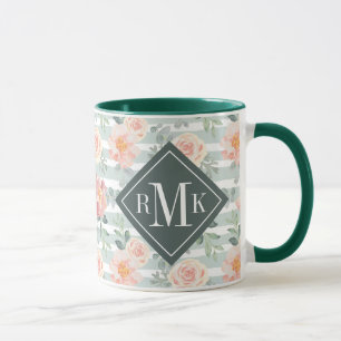 Mug Ajouter votre monogramme Alicia Rose Stripe Motif