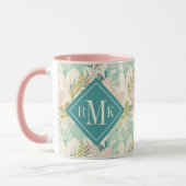 Mug Ajouter votre monogramme| Modèle floral moderne (Gauche)