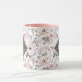 Mug Ajouter votre monogramme| Motif rose et gris class (Centre)
