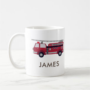 Mug Ajouter votre nom Camion de feu rouge Café M perso
