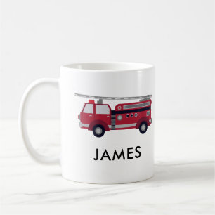 Mug Ajouter votre nom Camion de feu rouge Café personn