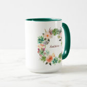 Mug Ajouter VOTRE NOM Fleur Succulent Wreath (Devant droit)