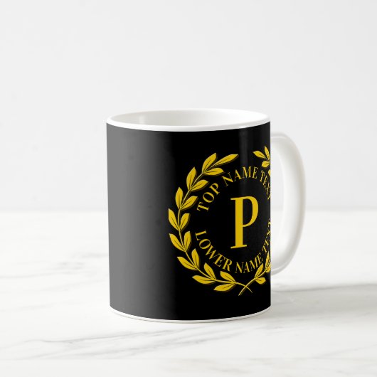 Mug Ajouter votre nom initial ou votre texte Gold Wire (Devant droit)