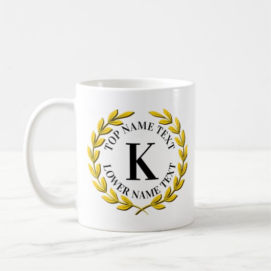 Mug Ajouter votre nom initial ou votre texte Gold Wire (Gauche)