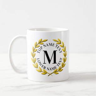 Mug Ajouter votre nom initial ou votre texte Gold Wire