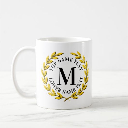 Mug Ajouter votre nom initial ou votre texte Gold Wire (Gauche)