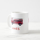 Mug Ajouter votre nom Red Fire truck Personnalisé (Devant gauche)