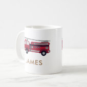 Mug Ajouter votre nom Red Fire truck Personnalisé (Devant gauche)