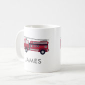 Mug Ajouter votre nom Red Fire truck Personnalisé (Devant gauche)