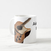 Mug Ajouter votre nom texte brun acoustique guitare éd (Devant gauche)