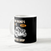 Mug Ajouter votre nom Texte Hot Rod Shopping Garage av (Devant gauche)