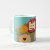 Mug Ajouter votre photo Floral Pattern avec Initial Tu (Devant gauche)