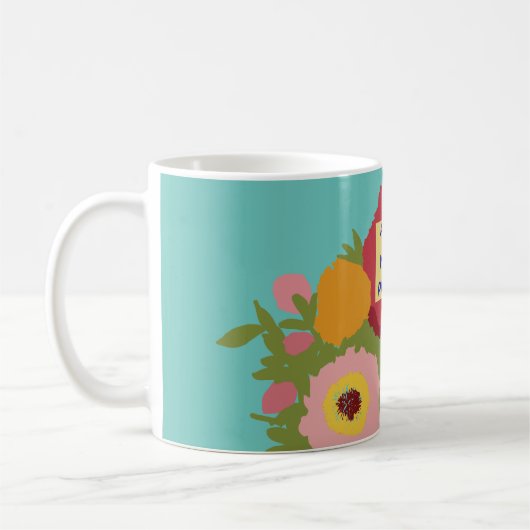 Mug Ajouter votre photo Floral Pattern avec Initial Tu (Gauche)