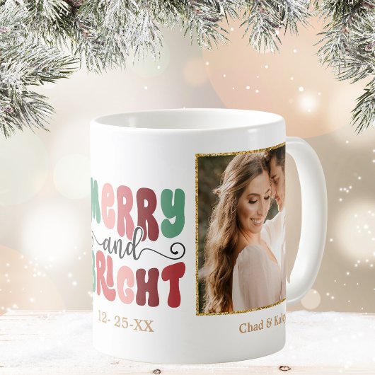 Mug Ajouter votre photo Joyeux et Noël brillant
