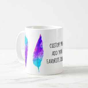 Mug ajouter votre propre citation turquoise violet plu