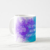 Mug ajouter votre propre devis turquoise violet aquare (Devant gauche)