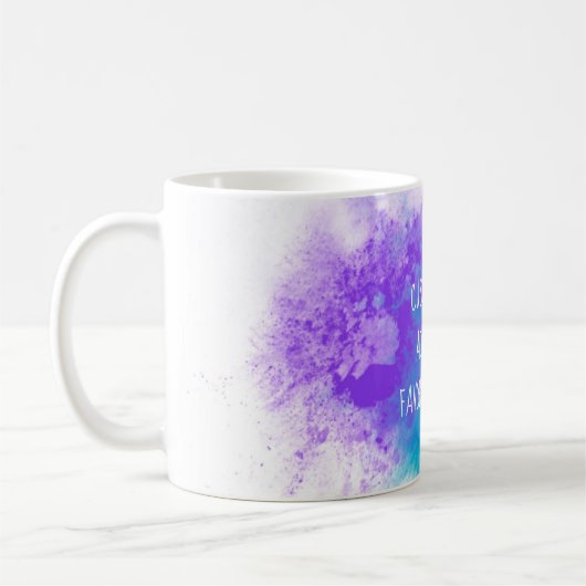 Mug ajouter votre propre devis turquoise violet aquare (Gauche)