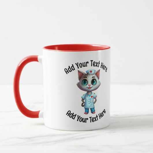 Mug Ajouter Votre Texte Café Chat À L'Infirmière Chimi (Gauche)