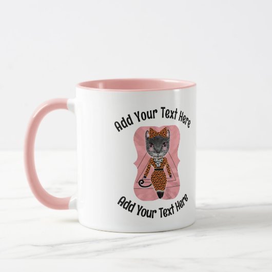 Mug Ajouter Votre Texte Fancy Boss Lady Cat Café (Gauche)