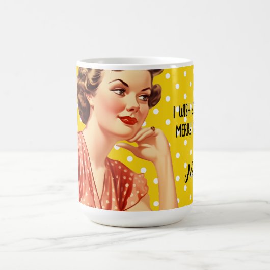 Mug Ajouter votre texte Jote artwork rétro pour Noël (Centre)