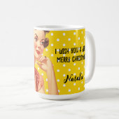 Mug Ajouter votre texte Jote artwork rétro pour Noël (Devant droit)