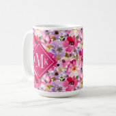 Mug Ajoutez votre aquarelle d'été du monogramme | (Devant gauche)