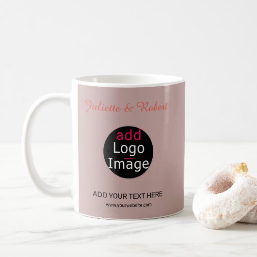 Mug Ajoutez votre logo Mariage Dusty Rose Hue Art (Avec donut)