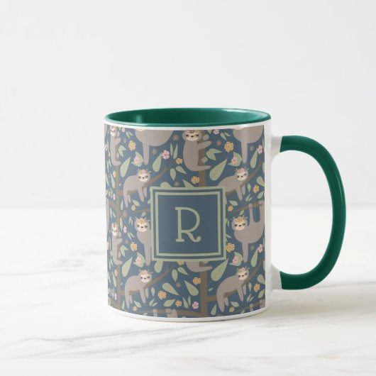 Mug Ajoutez votre motif floral | mignon initial de (Droite)