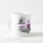 Mug Ajoutez votre nom | Côté café rose et violet (Devant gauche)