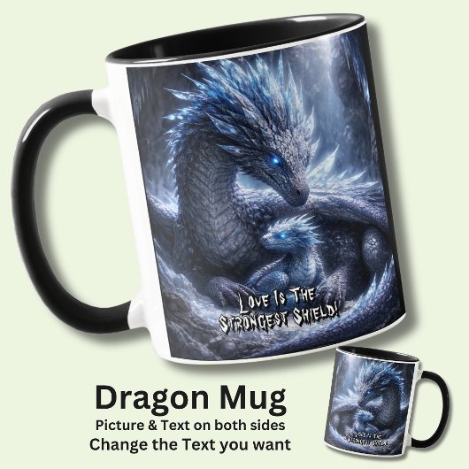 Mug Ajoutez Votre Nom de Texte, Dragon de Glace Bleu &