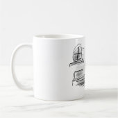 Mug Ajoutez votre nom | Dessin de café noir et blanc (Gauche)