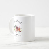 Mug Ajoutez votre nom | Floral tendance Boho Bourgogne (Devant gauche)