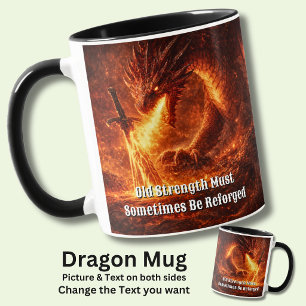 Mug Ajoutez Votre Texte Nom Dragon de Feu avec Épée Fo
