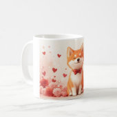 Mug Akita avec des Roses - Saint-Valentin (Devant gauche)