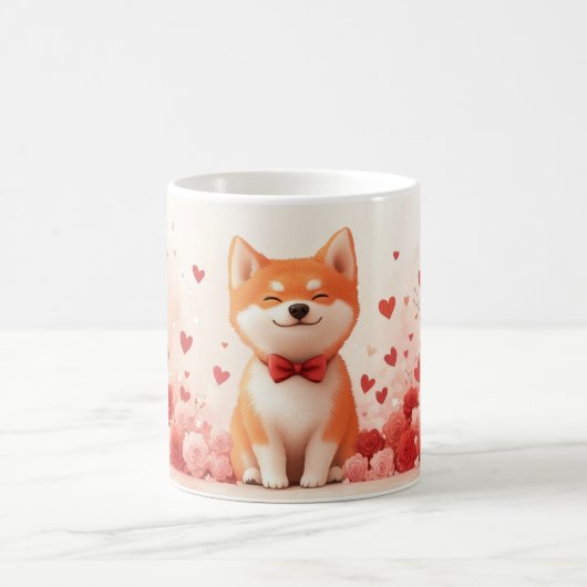 Mug Akita avec des Roses - Saint-Valentin (Centre)