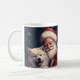 Mug Akita avec le Père Noël Fête de Noël