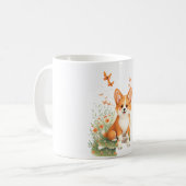 Mug Akita Chien avec Fleur et T-shirt Papillon (Devant gauche)