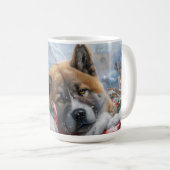 Mug Akita Chien Festive de Noël (Devant droit)
