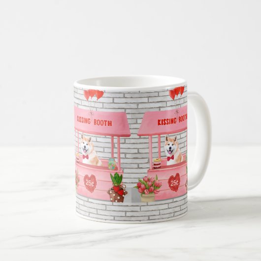 Mug Akita Chien Valentine's Day Kissing Booth (Devant droit)