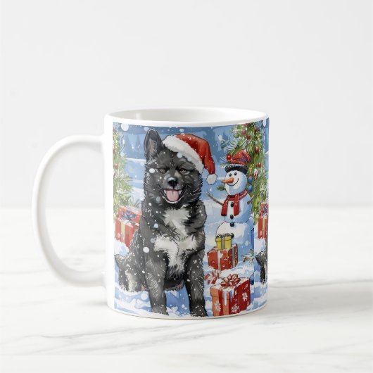Mug Akita Chien Winter Wonderland Noël Joie (Gauche)