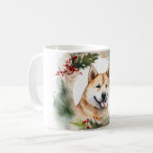 Mug Akita Christmas Wreath Festive Pup (Devant gauche)